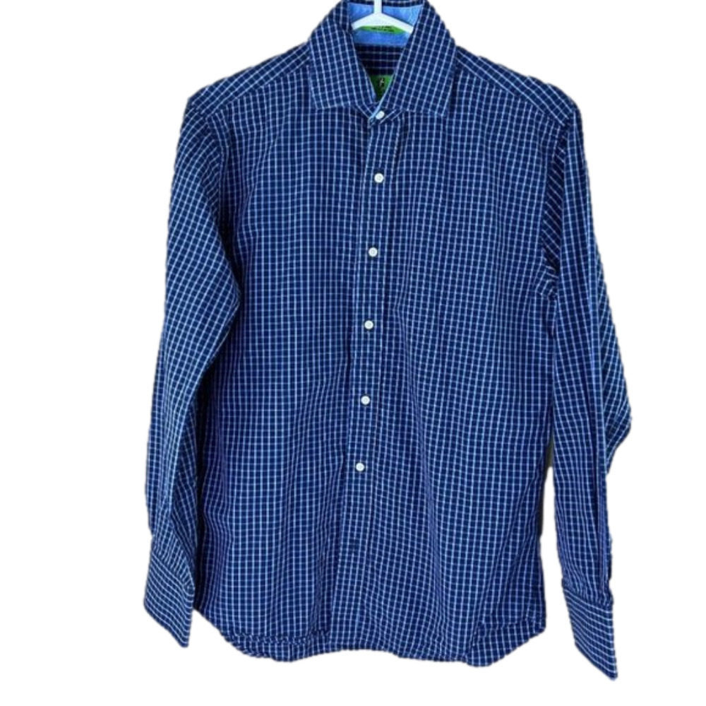 Bristol  & Bull Plaids Checks Button Down Long Sleeve Dress Shirt - Size Small